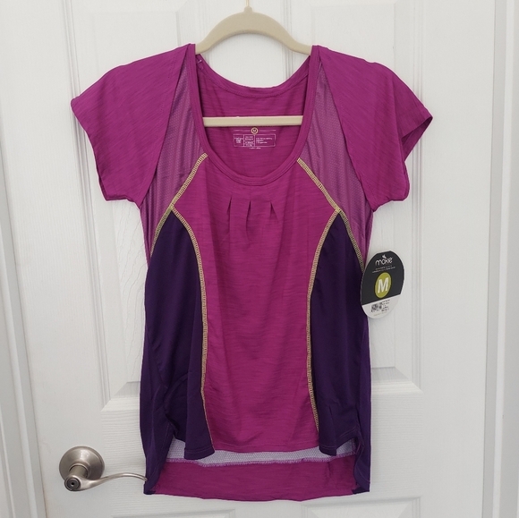 Moxie Cycling Wrap Tee Iris Medium  NWT - Picture 1 of 8